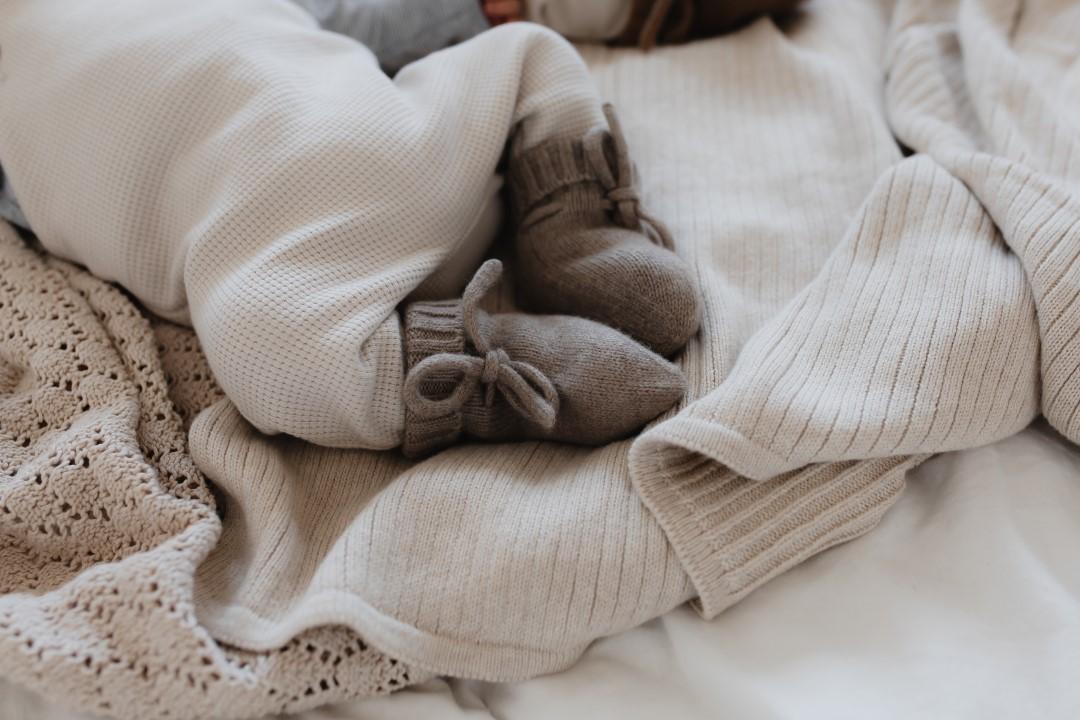 Merino wol booties - natural