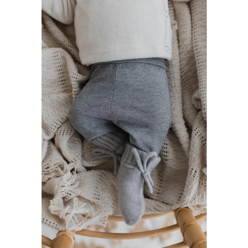 Hello little you - Slofjes merino wol light grey - licht grijs booties