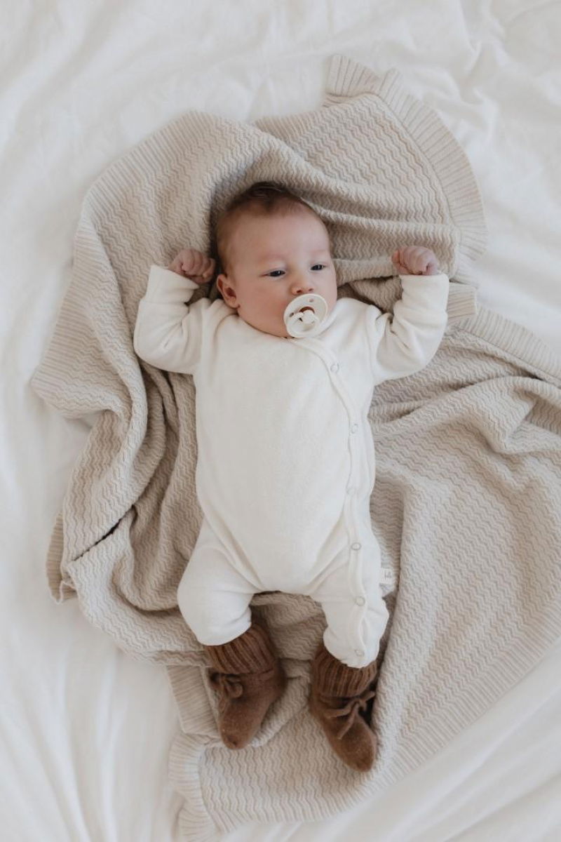 Boxpakje streepjes - merino slofjes off white - Hello little you