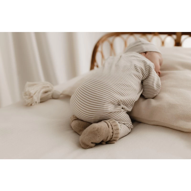 Hello little you - boxpakje streepjes zand babyjongen babymeisje unisex, slofjes zand
