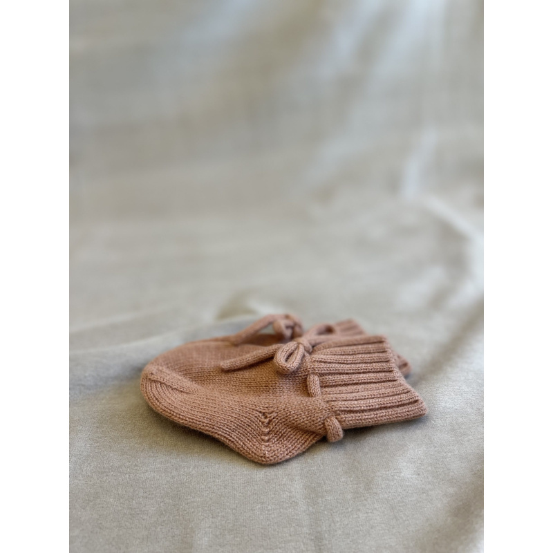 Slofjes peach - Hello little you - merino wol