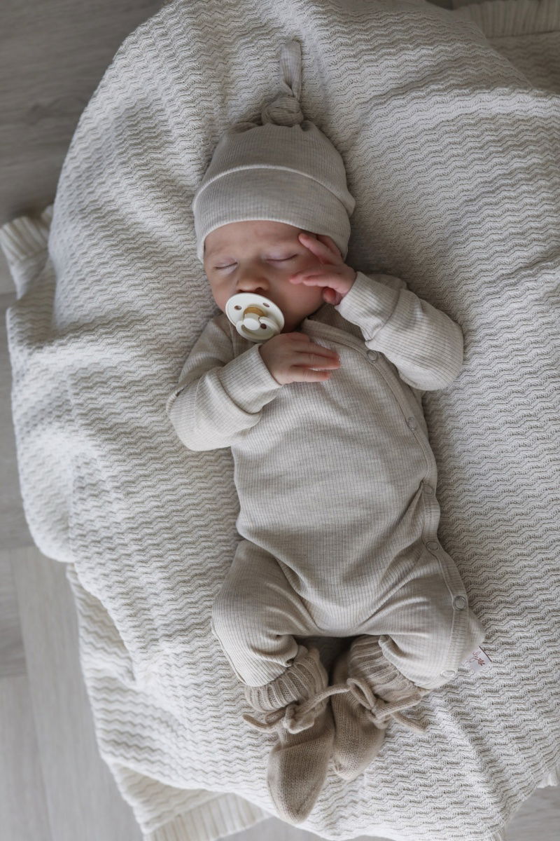 Boxpakje smalle rib beige melange