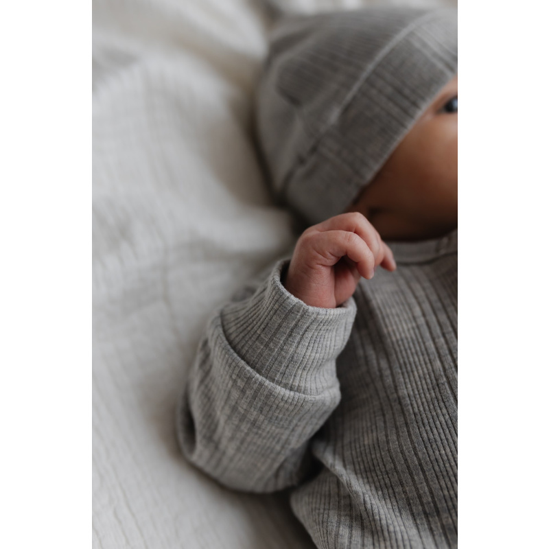 Hello little you - boxpakje onregelmatige rib grijs, lichtgrijs, jongenskleding baby, geboorteoutfit jongetje, mutsje rib grijs