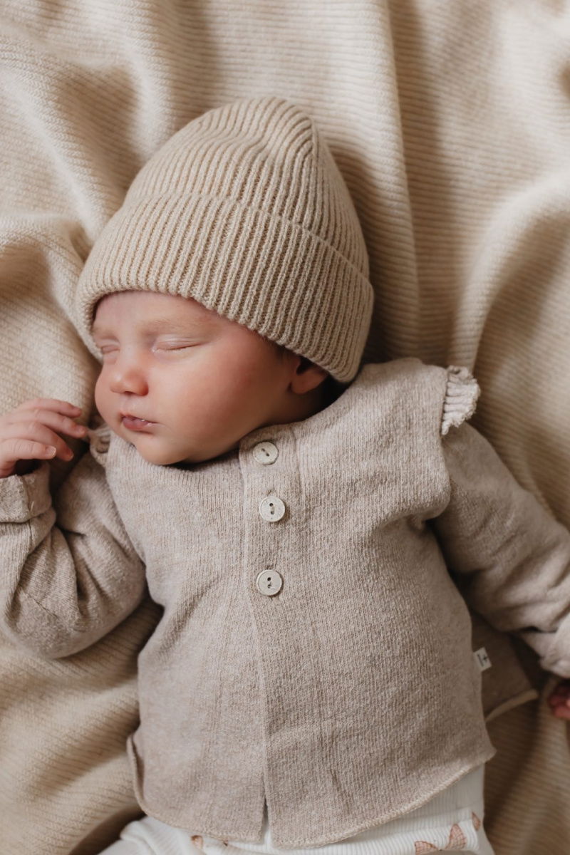 Merino wol beanie - sand