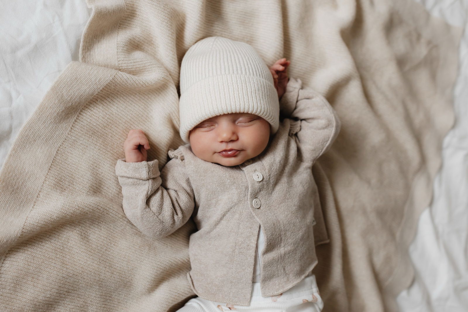 Merino wol beanie - off white