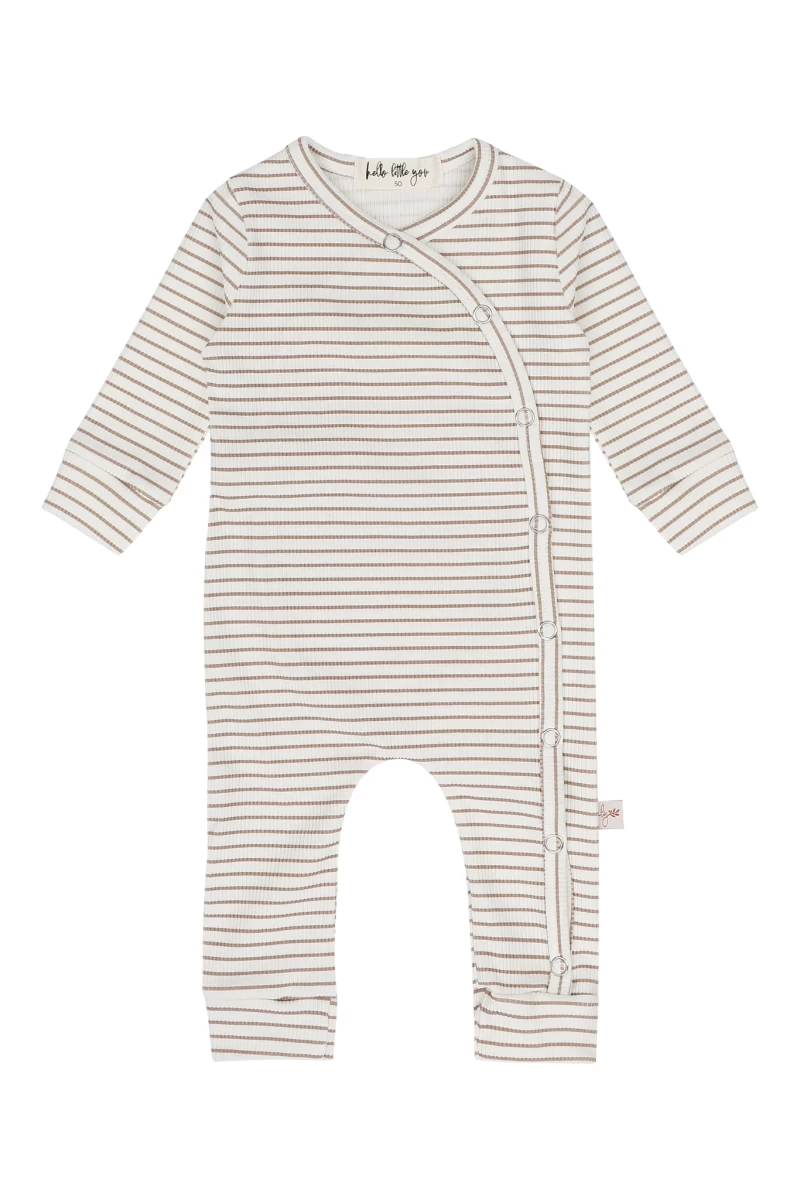 Boxpakje smalle rib taupe streepjes - Hello little you
