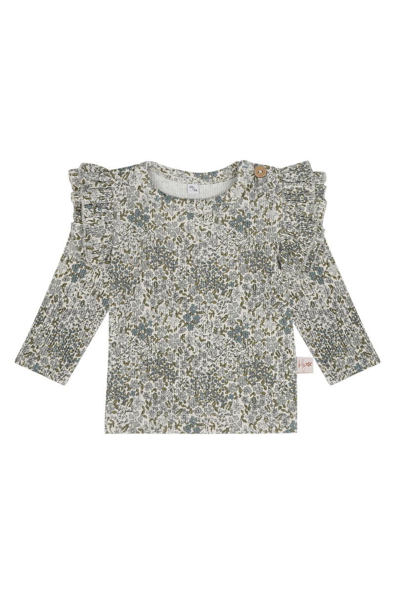 Longsleeve ruffle blue flowers Hello little you