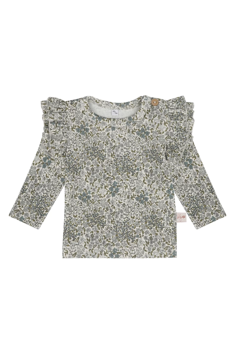 Longsleeve ruffle blue flowers Hello little you