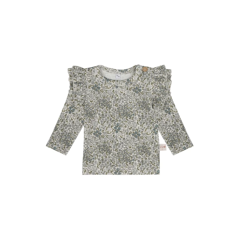 Longsleeve ruffle blue flowers Hello little you
