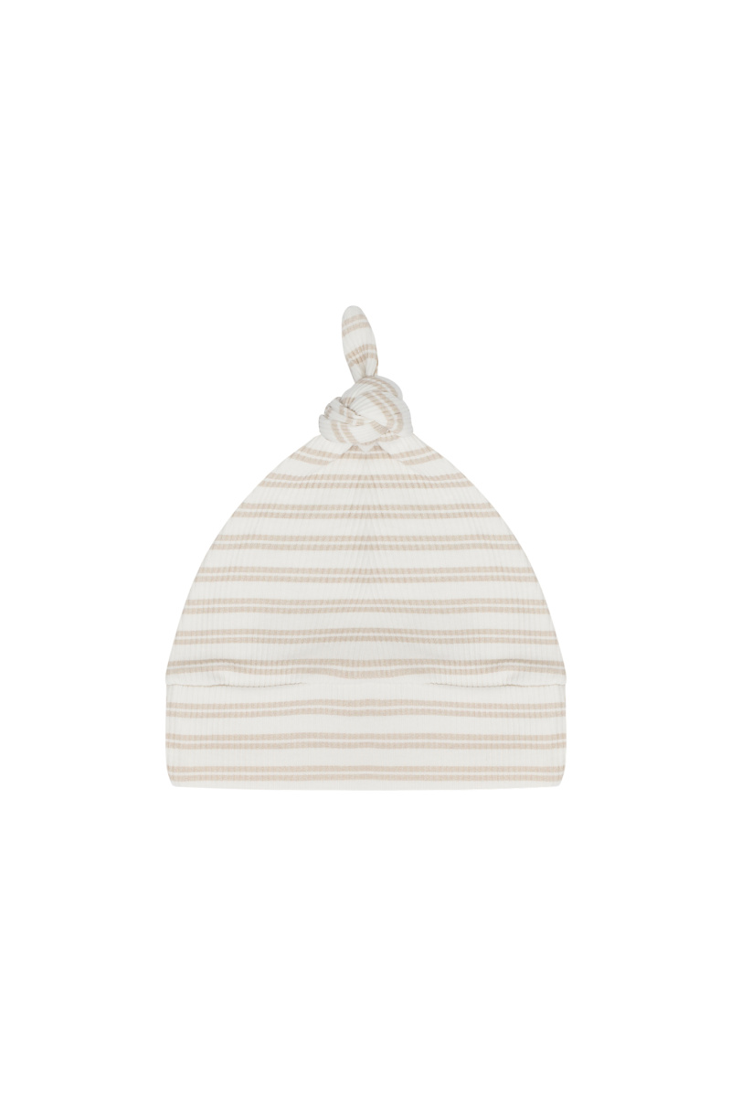 Mutsje newborn smalle rib zand streepjes - Hello little you