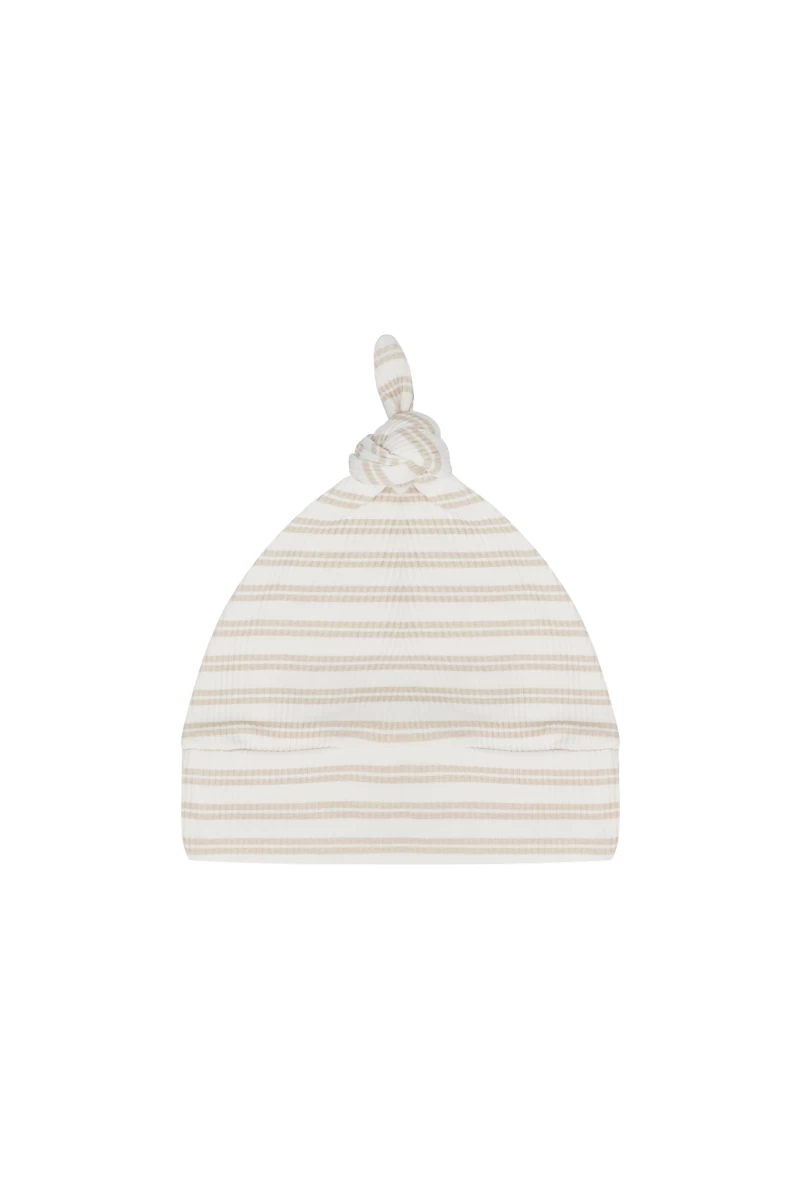 Mutsje newborn smalle rib zand streepjes - Hello little you