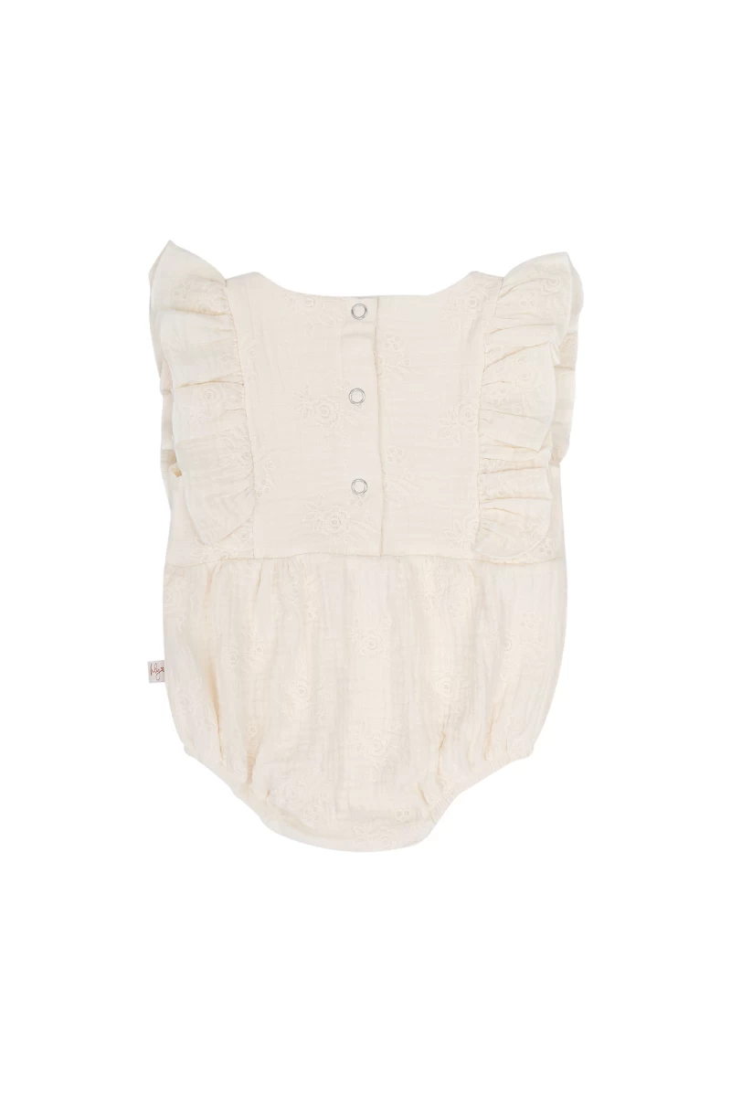 Zomerpakje ruffle embroidery flowers - achterkant Hello little you