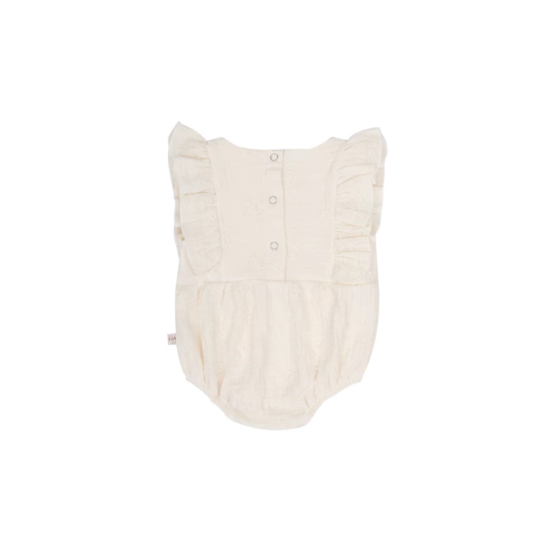 Zomerpakje ruffle embroidery flowers - achterkant Hello little you