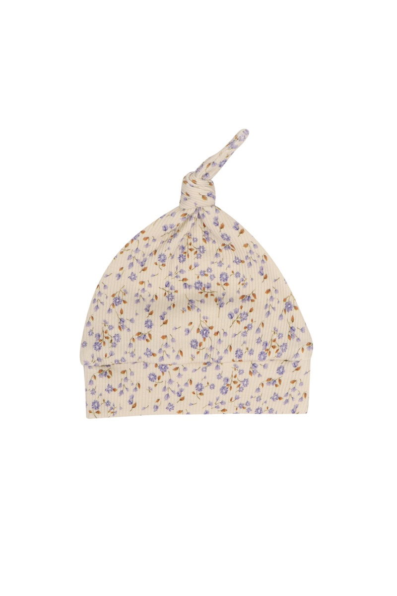 Mutsje smalle rib purple flowers