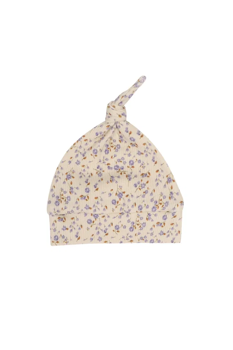 Mutsje smalle rib purple flowers