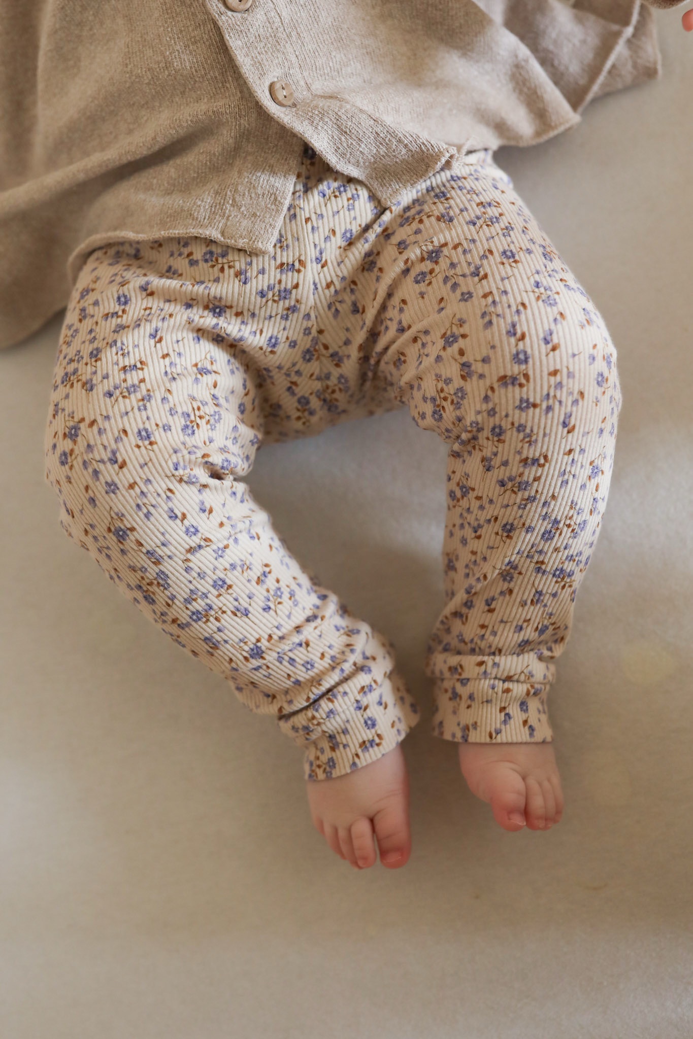 Legging rib purple flowers