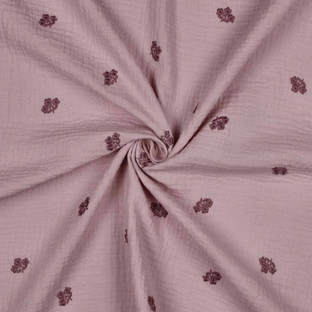 Hello little you - hydrofiele doek, hydrofiel paarse bloemetjes, baby meisje, eerste pakje, geboortepakje mauve