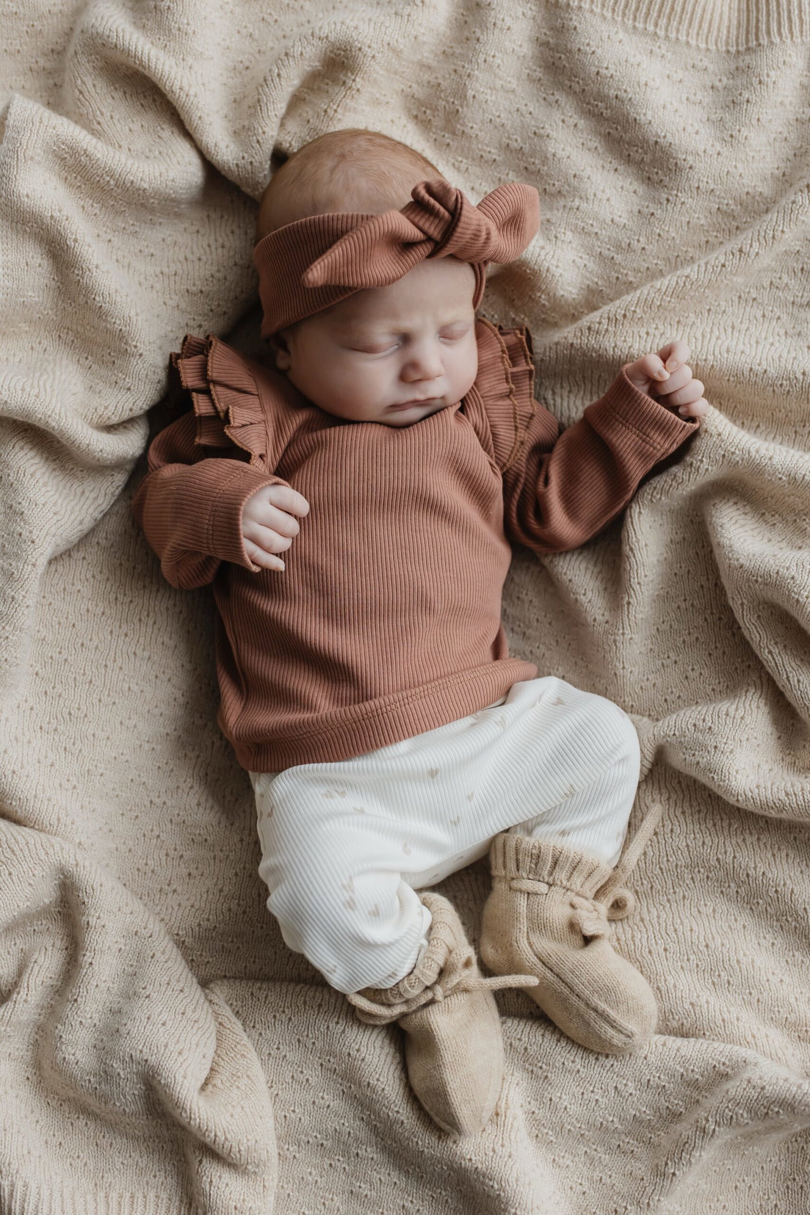 Longsleeve ruffle smalle rib clay