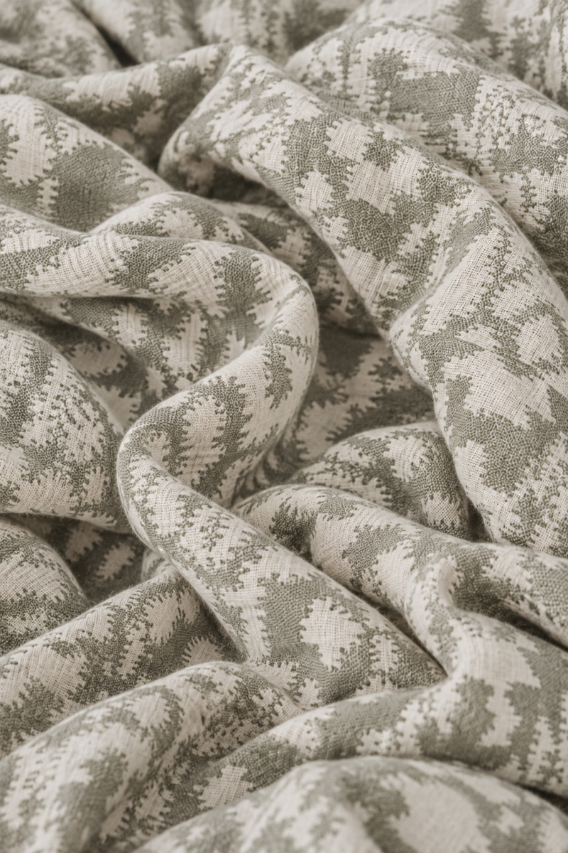 Groene hydrofiele doek met jacquardprint van 100% katoen